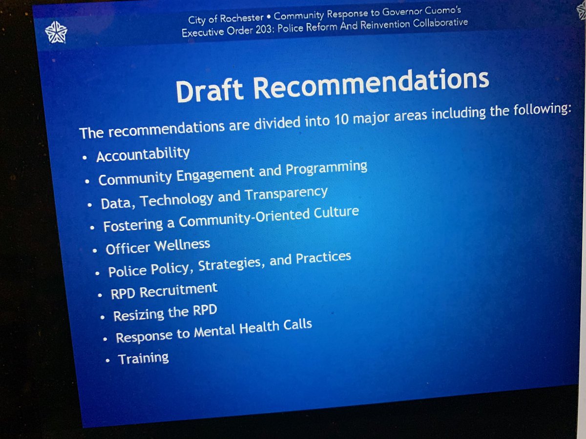 Draft recommendations include the following: