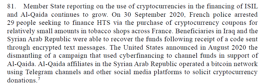 Use of crypto by ISIS and al-Qaida to finance is growing.