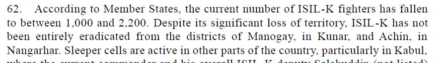 IS-KP's strength has declined but has sleeper cells in Kabul.