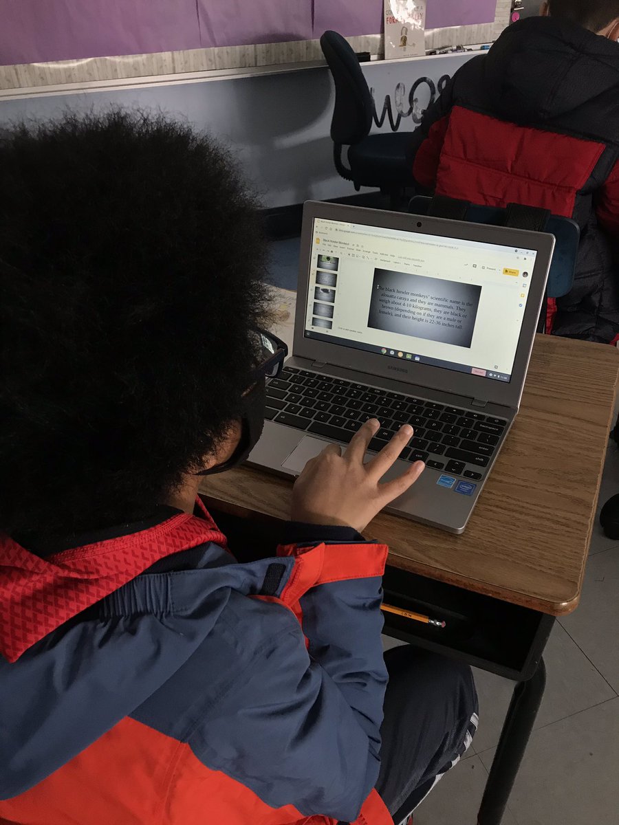 MsPurkis's tweet photo. 5th graders have been working hard to create google slides presentations based on their research of rainforest animals. Today we started adding all the bells and whistles. We are looking forward to presentations next week! @JRakowski_emo @EMorichesMS @EastMorichesSD https://t.co/rNY2IVQb8U