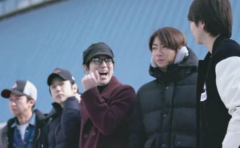 Ep 5: brief but still noticeable, 2 people looking at eachother and laughing,,, who knows what this was about 