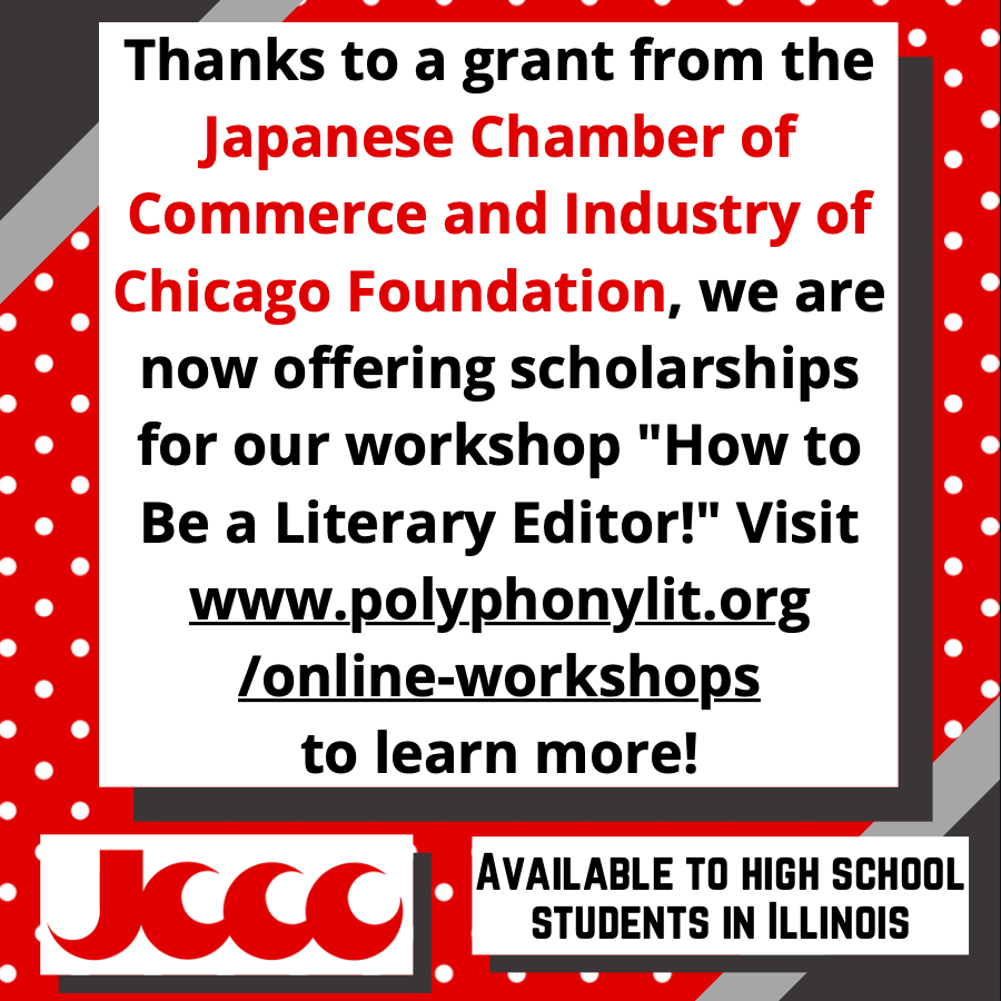 polyphonylit's tweet photo. A huge thank you to the JCCC Foundation! This scholarship is available to all high school students in Illinois. Learn more at https://t.co/zGxrOazSQy
📚✏️🇯🇵
•
#scholarship #teenwriters #editing #highschoolwriters #editors #litmag #zine https://t.co/kqyFolDjJr