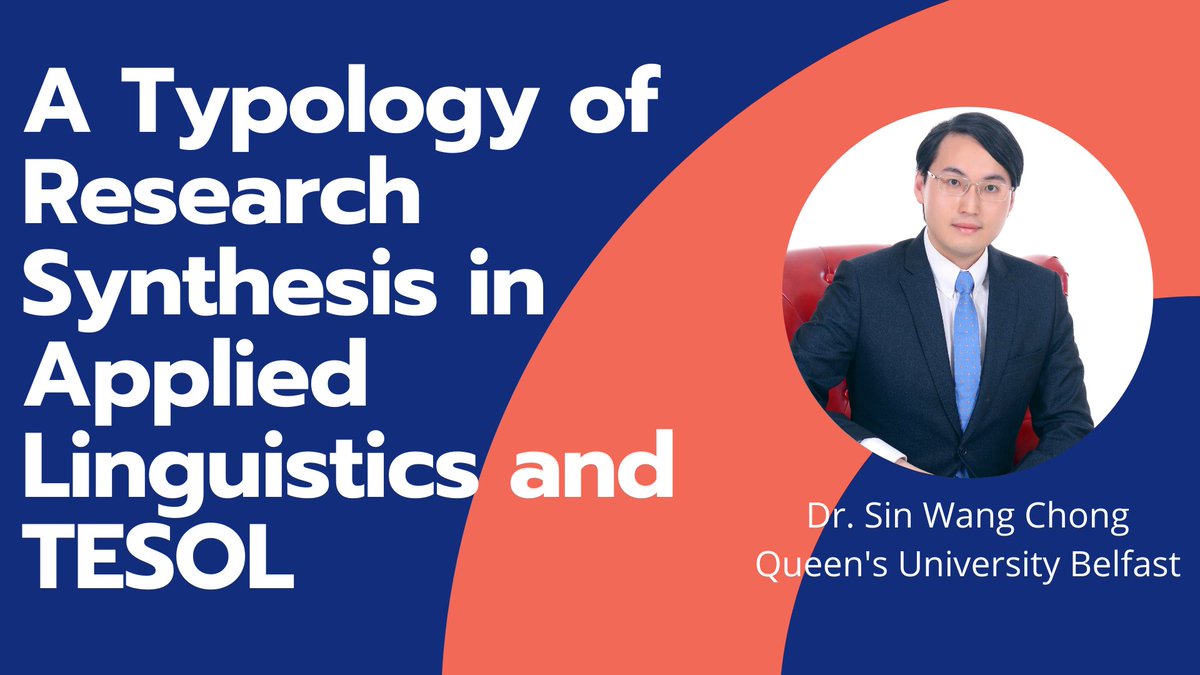 Dr @sinwangchong @QUBelfast is giving an e-seminar @UCLAppliedLing @IOE_London on March 24th, 12 PM GMT, presenting his collaborative work on #researchsynthesis w/Luke Plonsky. All welcome!

Abstract & speaker bio: …ppliedlinguistics.files.wordpress.com/2021/01/alt-si… 

Register here: forms.gle/vPJtn38xEEb1qv…