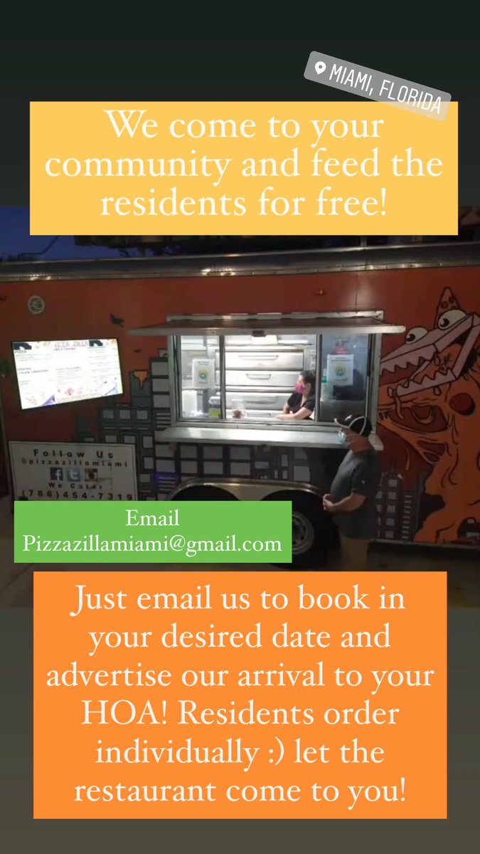 WE ARE AVAILABLE FOR@BOOKING IN MIAMI FL! We come for free 🍟🍕email us @ pizzazillamiami@gmail.com! Licensed, insured, safe, &amp; yummy!!!!