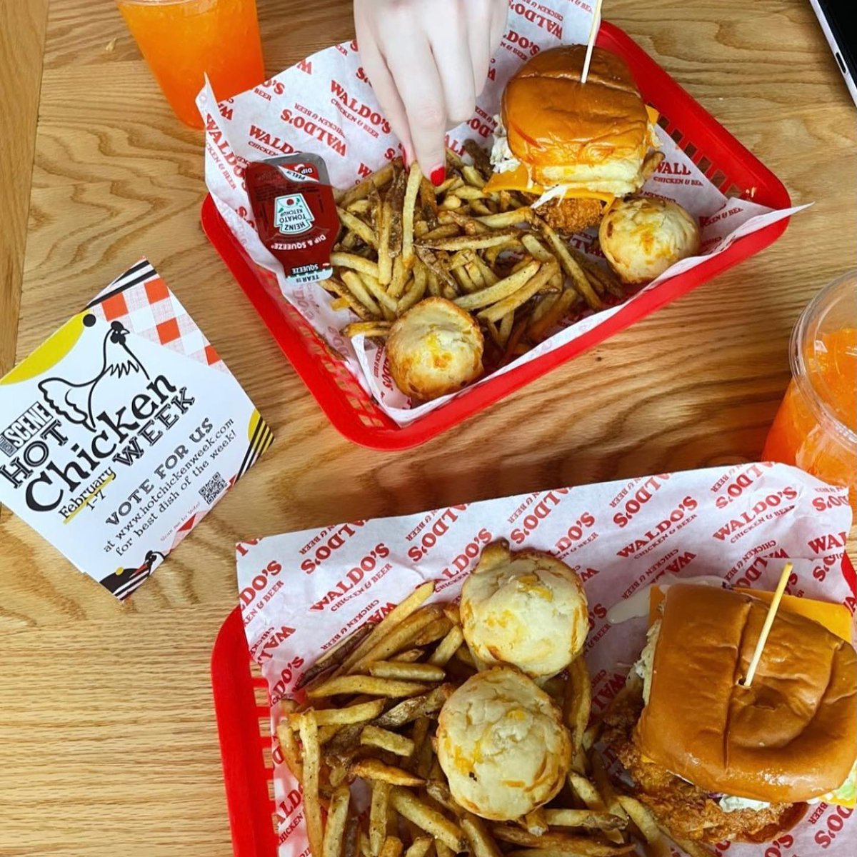 NashvilleScene's tweet photo. We've made it halfway through #HotChickenWeek21! 🔥 🐔 

How is everyone clucking along? How many spots have you been to? 

@RoyalBoba 
@ChagosCantina
Waldo's Chicken &amp; Beer
@theSliderHouse https://t.co/5GBzh2pbzc