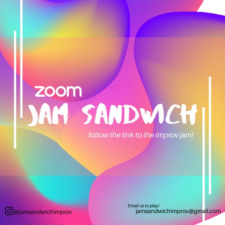 JamSandImprov's tweet photo. ATTENTION, JAMMERS!  You're invited to our Super Bowl Jam Sandwich THIS SUNDAY, February 7th at 7pm Central Time!  Mute the game, and come have some LAFFS.  Here's the Zoom link:

https://t.co/MDCfFT1G46
Meeting ID: 880 3825 9752
Passcode: jam

Artwork by Bethany Schmieder https://t.co/dQuirHadJT