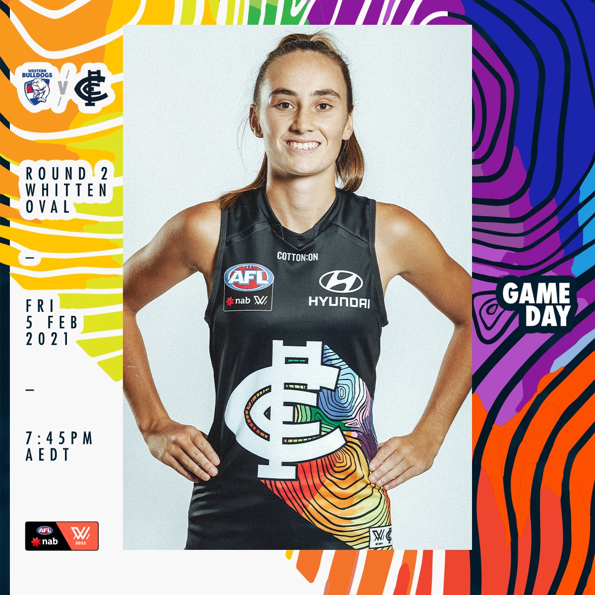 carltonfc_w's tweet photo. An important round and an important game. 🏳️‍🌈

Pack the ponchos because we can't wait to see you all at the footy tonight. 🌧 https://t.co/ghXRJ2tC7E