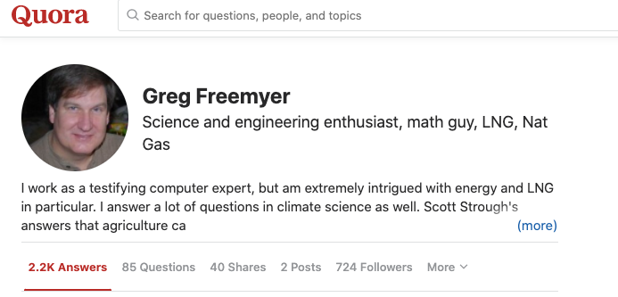 Fortunately, Greg's very active on Quora, where he's been more than happy to share his views.  https://www.quora.com/profile/Greg-Freemyer