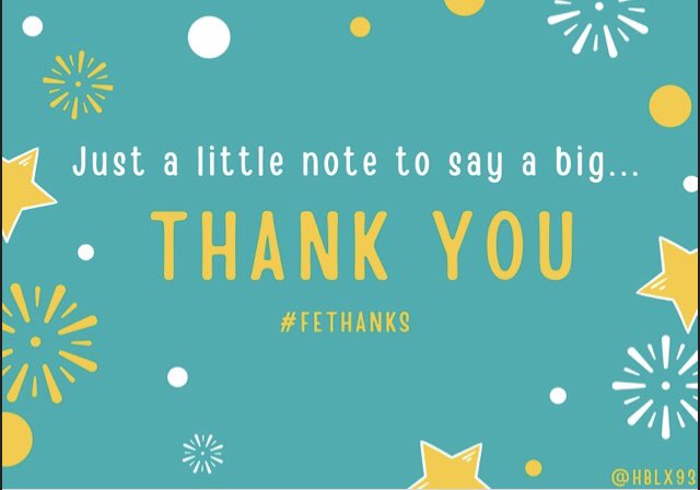draperel's tweet photo. My #FEThanks has to start with @JFletcherSaxon for being the fantastic connector/enabler - inviting me to #ReimagineFE in Birmingham some summers ago & all the inspiring rest. MASSIVE thanks. ⭐️⭐️⭐️⭐️⭐️ https://t.co/ZZEecv0nye