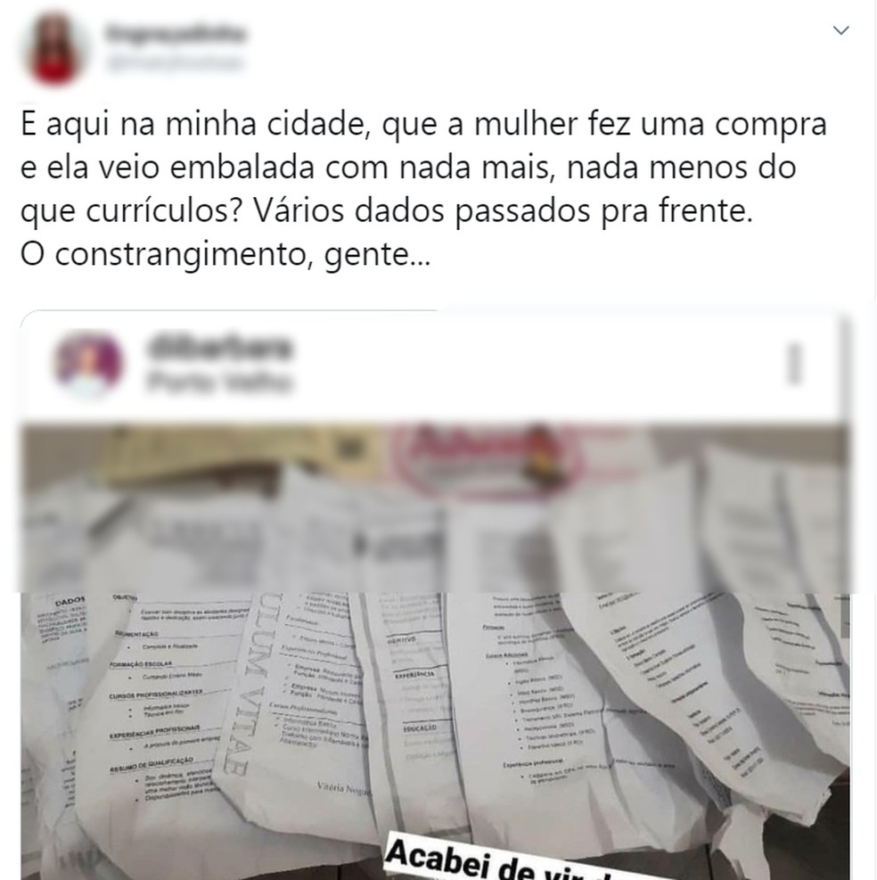 keepersolution's tweet image. E quando a LGPD não se aplica a tecnologia?

&quot;Loja usa currículos de candidatos para embalar produtos de clientes e gera revolta em internautas.

g1.globo.com/ro/rondonia/no…?

#LGPD #KeeperSolutions #RH #Currículo #Vazamento #ProcessodeNegócio