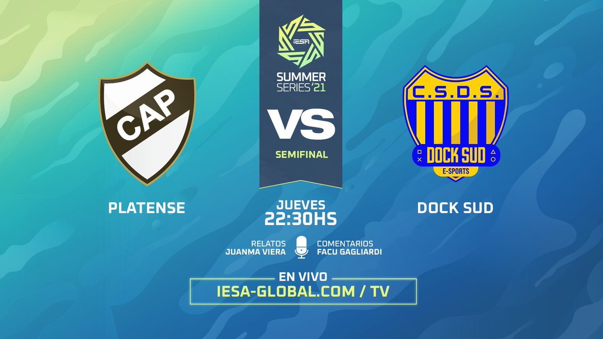 IESAFIFAar's tweet photo. CADA VEZ MAS CERCA

Por la primera semifinal de #IESASummerSeries ☀️ se enfrentarán @esplatense y @DockSud_eSports. ¿Quién se llevará la victoria, y jugará la final el Domingo?

🕒 22:30hs
🎙️  @JuanmaViera27 y @Gagliardi_Facu 

➡️ https://t.co/zb8nZMZjWh https://t.co/x8I7TSPmLm