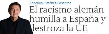 And the word ‘humiliation’ has been omnipresent in the latest phase of the Catalan Question: Europe / Belgium / Germany ‘humiliate’ Spain by refusing to extradite Catalan exiles. Some even compared it to the loss of Cuba – the ‘disaster of 98’.