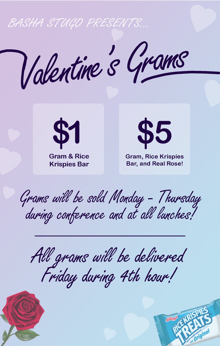 bashastugo's tweet image. NEXT WEEK IS SPIRIT WEEK!!

We will also be selling Valentine’s grams all week!  Check for more info below 👇