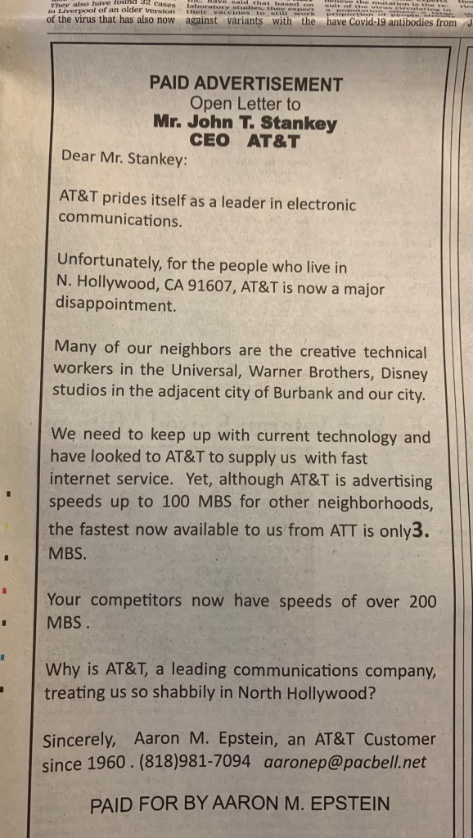 Aaron Epstein is a 90 year old who lives a couple miles from me in North Hollywood. He's been an AT&T customer since 1960 and holy shit, is he ever DONE WITH THEIR SHIT.1/