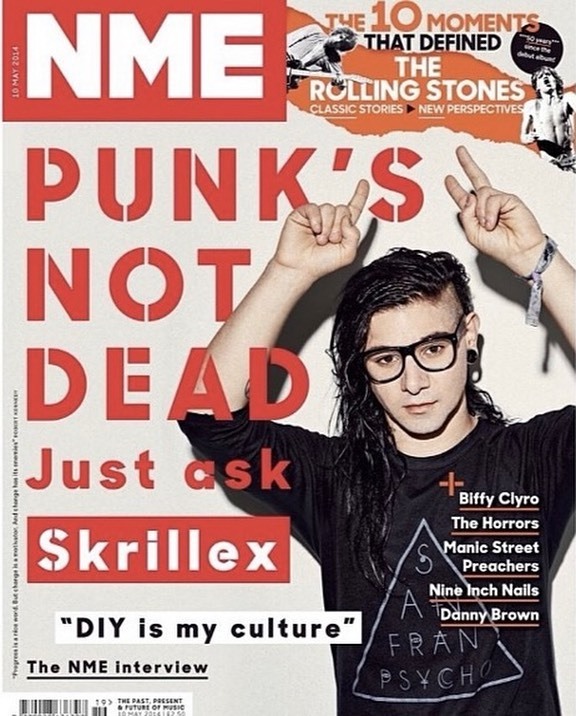 SanFranpsycho's tweet photo. This Throwback Thursday goes to @skrillex repping us on the cover of @nmemagazine years back #20yearsofpsycho #TBT https://t.co/i7xzfqc2S5 https://t.co/CXwo9xiP9o
