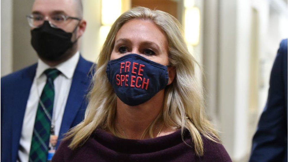 TechToshLY's tweet photo. #BREAKING: The U.S. House voted 230-199 on Thursday to remove Rep. Taylor Greene from her committee assignments for spreading violent, and racist rhetoric.

#TaylorGreene #GOP #USHouse #Senate #Greene #USA https://t.co/bTziZJmbKa