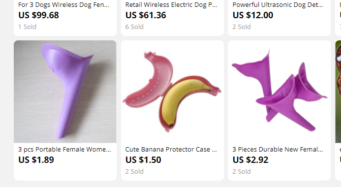 for some reason the suggestions on the ultrasonic dog trainer are female urinary devices and a Banana Protector.