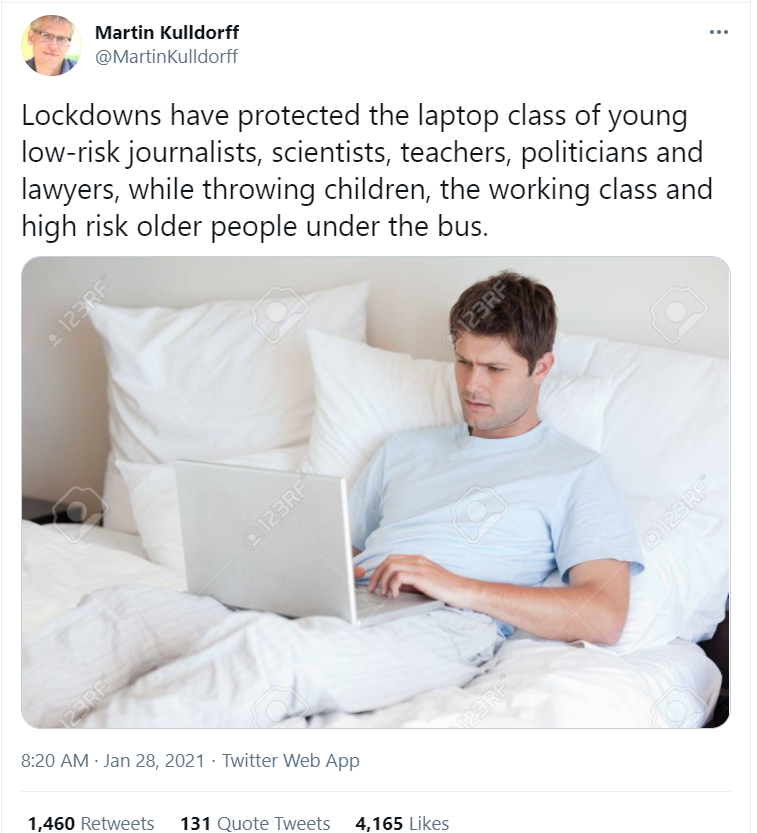 22/Here’s where I have to call out blatant misinformation.  @MartinKulldorff and the rest of the “Great Barrington” crowd have been crying crocodile tears over these inequities – which they fully blame on lockdowns – all while calling for an end to these necessary measures.