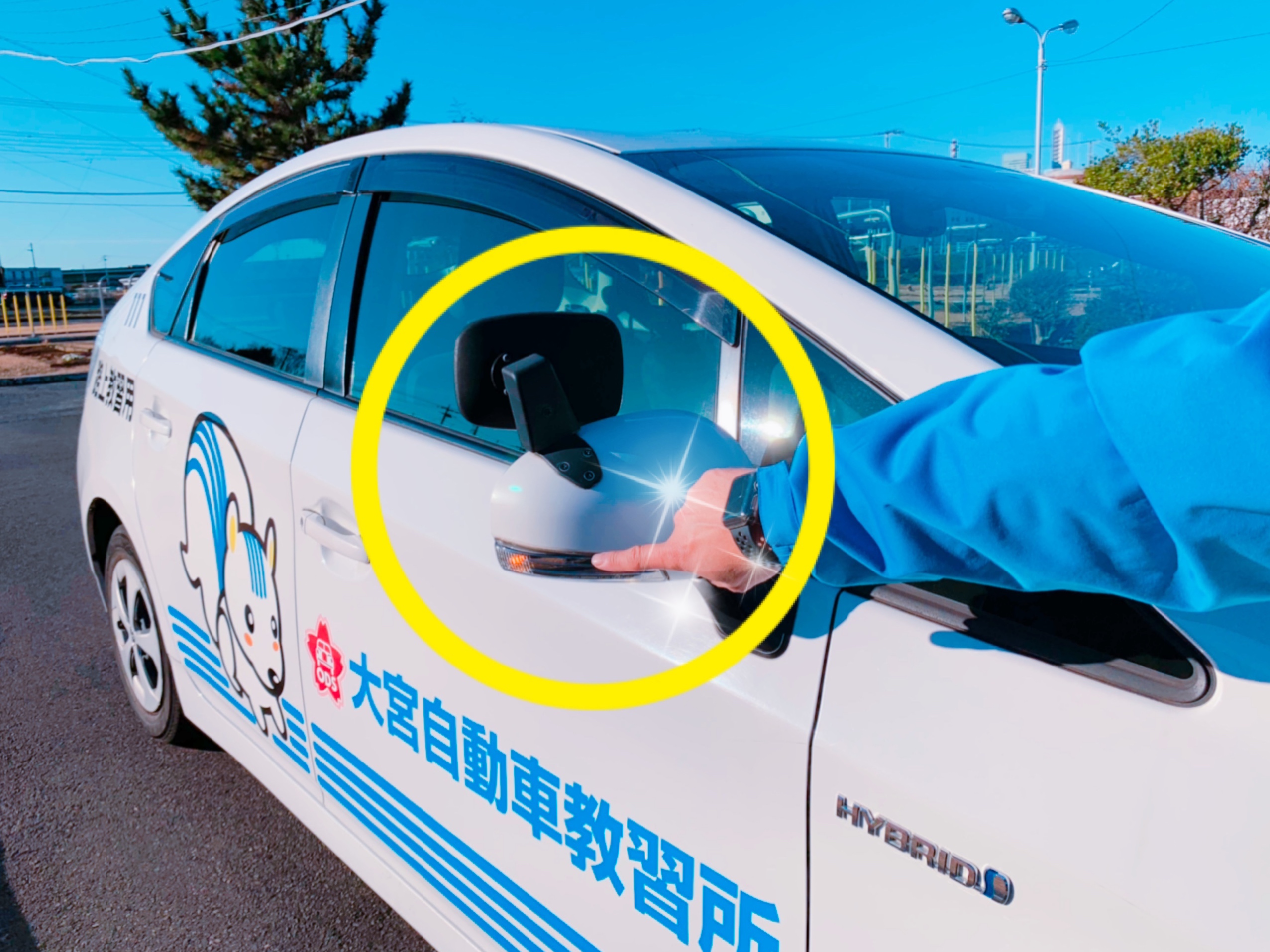 大宮自動車教習所 埼玉県 1号車 ライトの点検で見て欲しい部分をキラキラ指導員に指差ししてもらいました 指差しすると手がキラキラしちゃうイケメン指導員さんなんです 車幅灯 前照灯 方向指示器 尾灯 制動灯 後退灯 番号灯 ライトは自分の