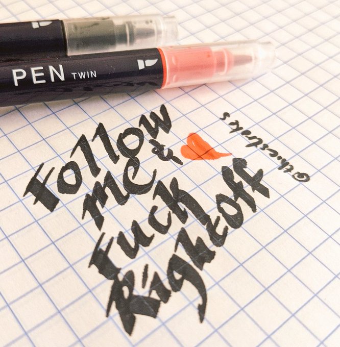 Hey, can y'all do me a solid today? Follow me &amp; fuck right off💕.  I'll give you fuckers something nice<a href="/tag/followme"class="tags"><span>#followme</span></a><a href="/tag/handlettering"class="tags"><span>#handlettering</span></a><a href="/tag/calligraphy"class="tags"><span>#calligraphy</span></a>