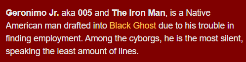 Cyborg 009: Geronimo Jr. (cyborg 005)