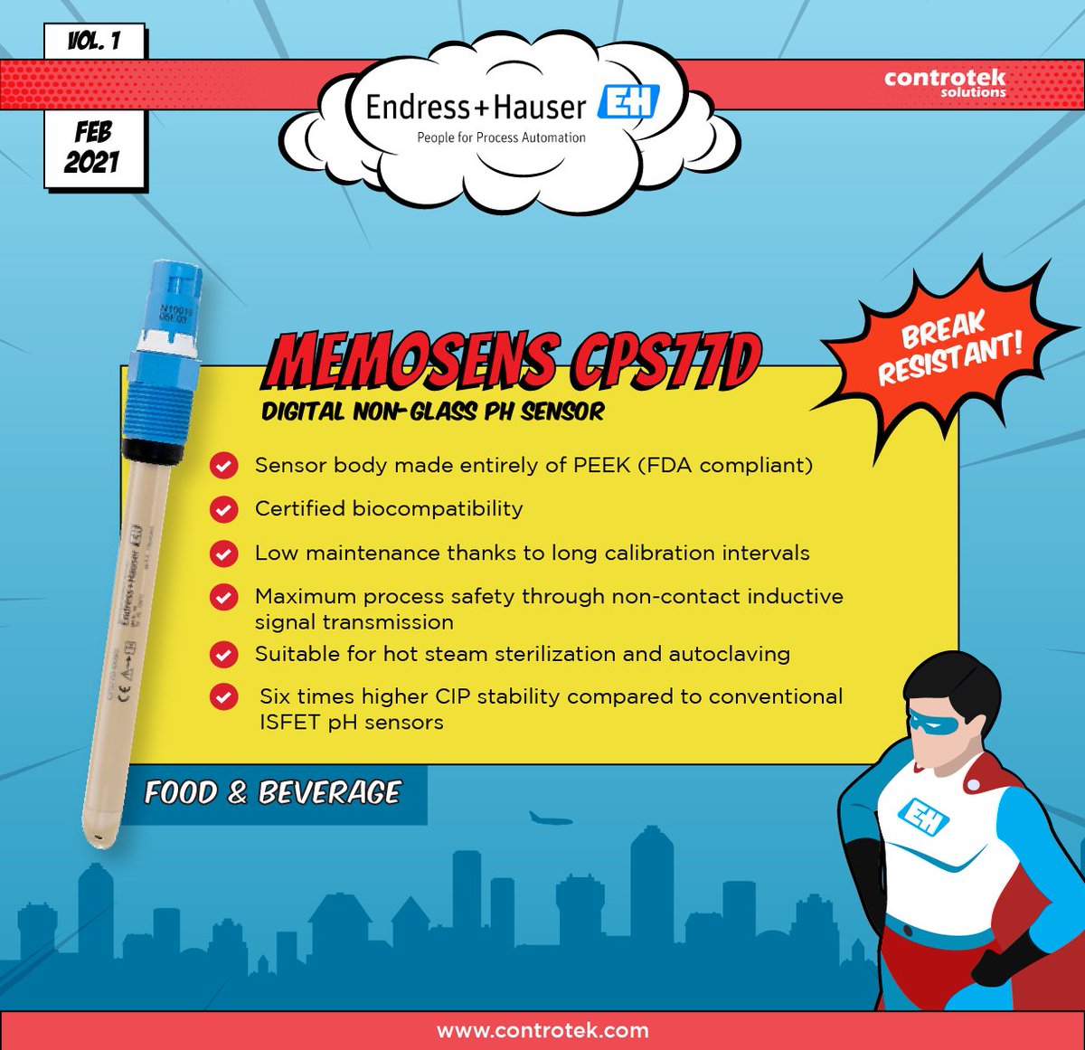 Memosens CPS77D
✅ ISFET Electrode
✅ Digital non-glass pH sensor
✅ Food &amp; Beverage industry
✅ Break-resistant
Want to learn how our products can work for you? Contact us now!
info@controtek.com | sales.ph@controtek.com
(02) 8579 1110
#Endresshauser #Controtek