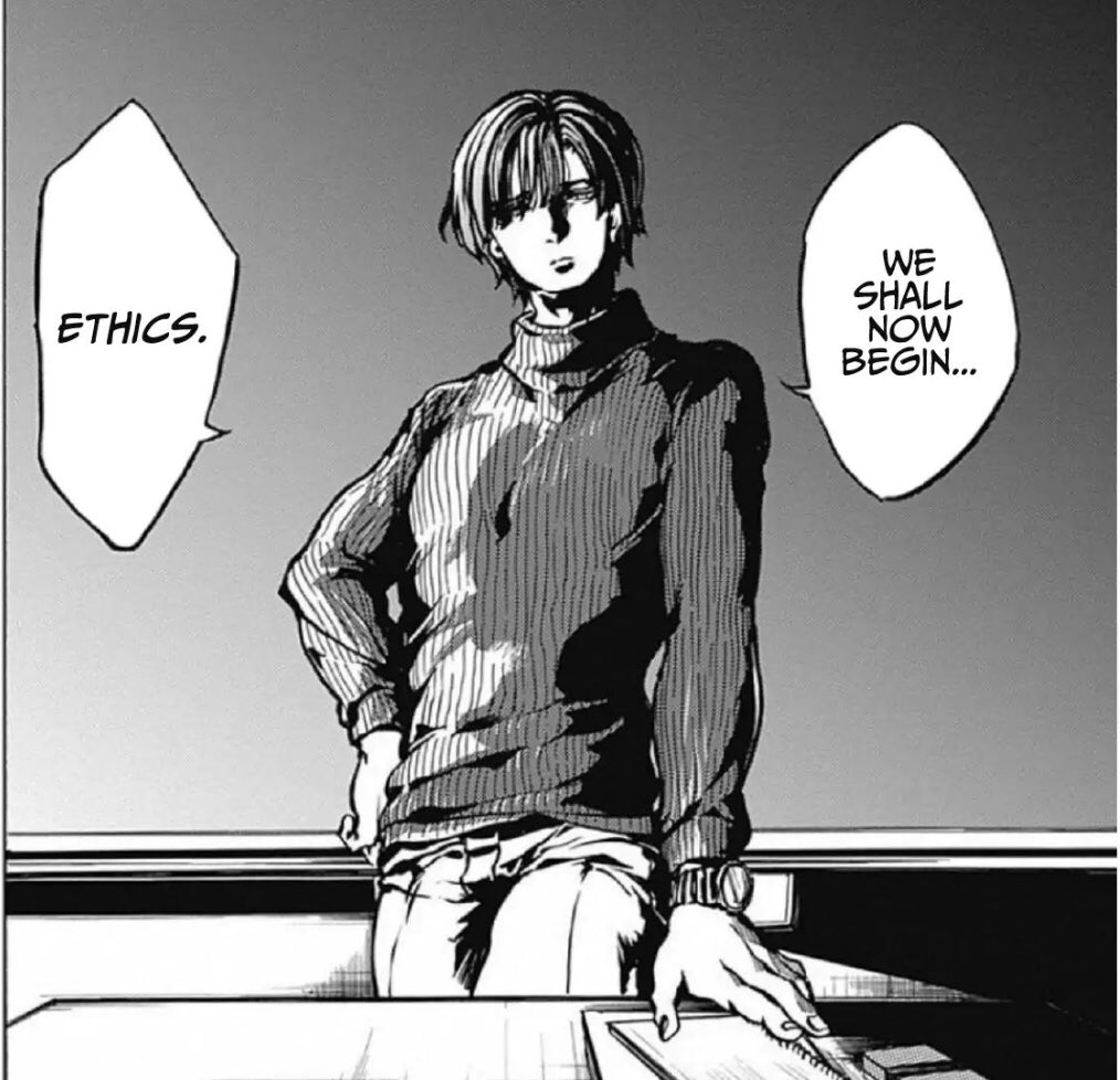 It was a very enjoyable binge. At first I thought the teacher was a cold and calculated person who had a negative view on the world. But i was completely wrong. The teacher is someone who possesses a very broad view on the world which is to be expected from an ethics teacher.