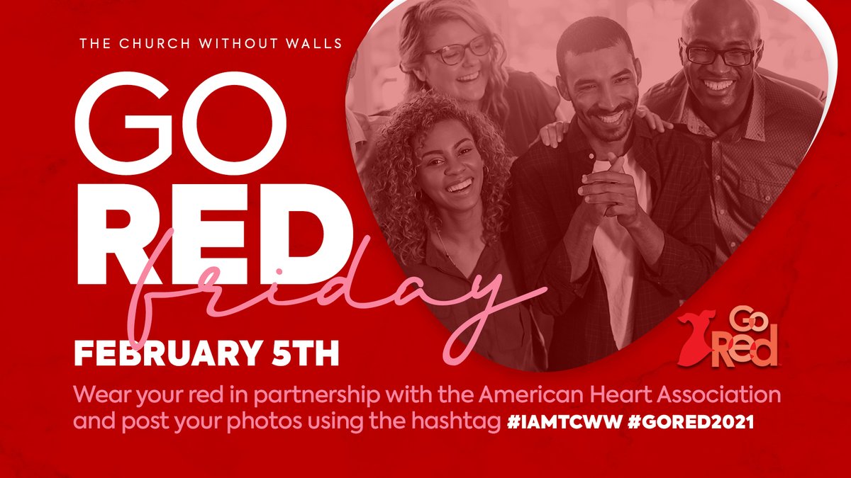 TCWWHouston's tweet photo. Got Red?
Celebrate "Go Red Friday" with The Church Without Walls and our Mosaic Women as we partner with The American Heart Association! Wear red and post your photos using the hashtags #IAMTCWW & #GoRed2021 ❤️
#GoRED #TCWW #IAmTCWW #BeEncouraged https://t.co/0mrBFVg1ir