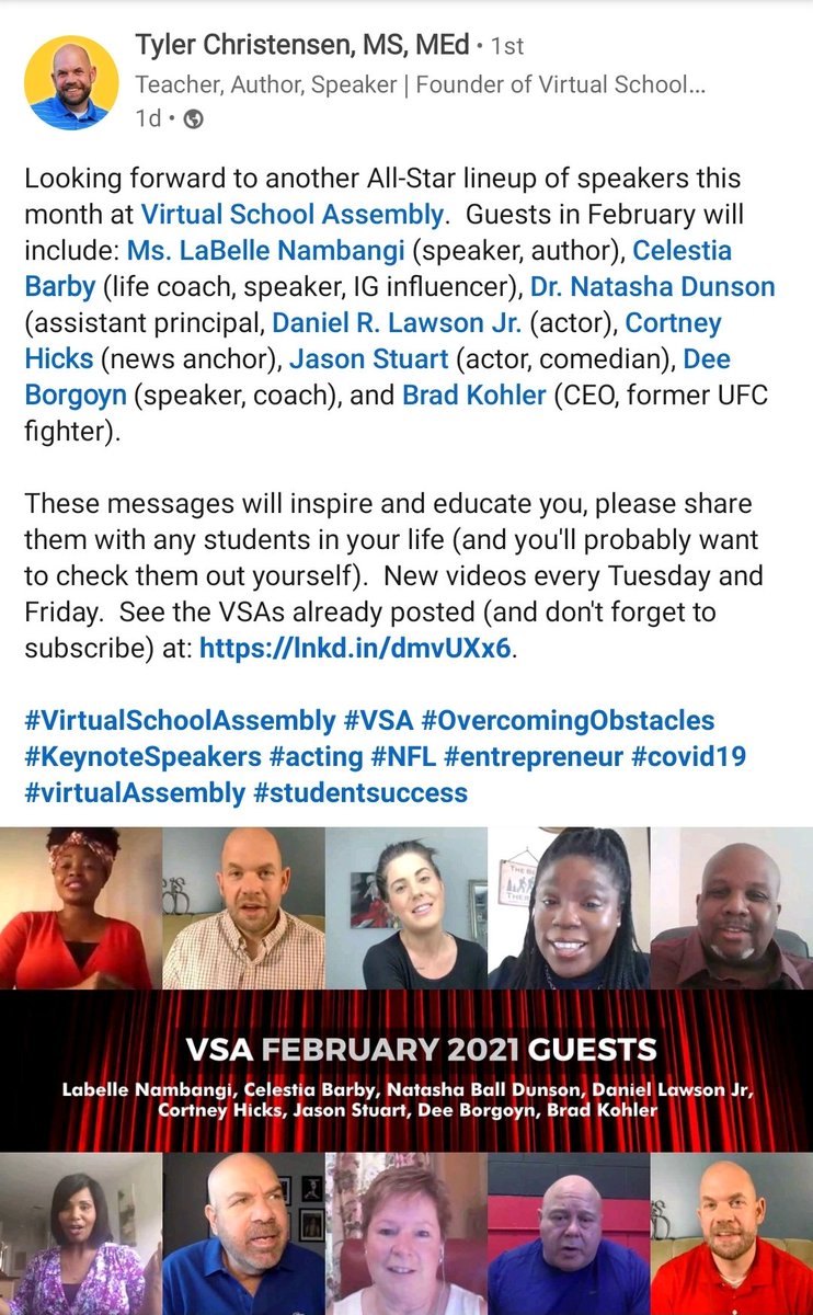 DrNBall's tweet photo. So excited about this! My episode on @TylertheSpeaker 's platform #VirtualSchoolAssembly will be airing this month! STAY TUNED!!!😁 https://t.co/te3zYtDMb5