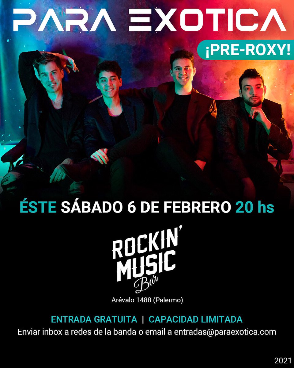 paraexotica's tweet photo. 🔥 ESTE SÁBADO hacemos la previa del Roxy, con show presencial en @rockinmusicbar 🔥 Quedan algunos lugares, para reservar envían md o email a entradas@paraexotica.com 💫 https://t.co/8pNJk3Mbxd