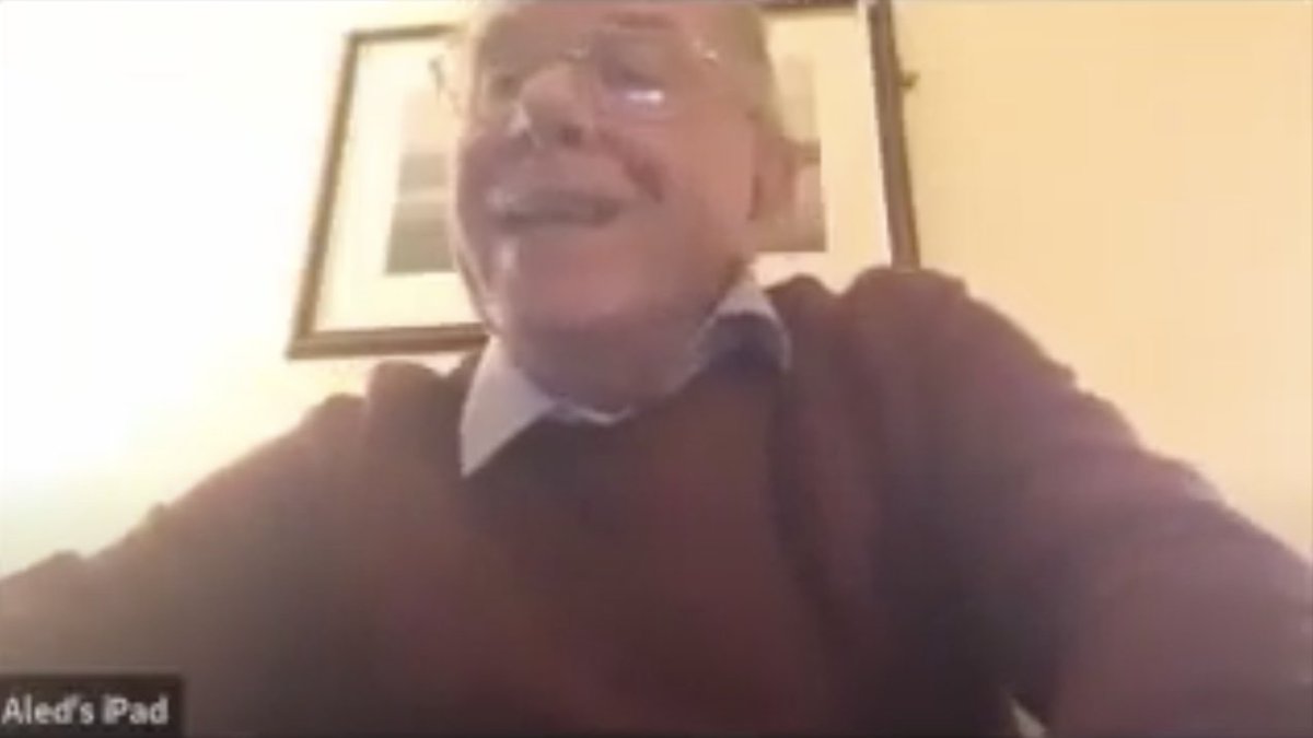 Aled's iPad #2: Had a dig at Cyn for being from Birkenhead and then laughed "like a hyena". Did try and calm his younger counterpart at first, but then seemed to quickly sink to his level.