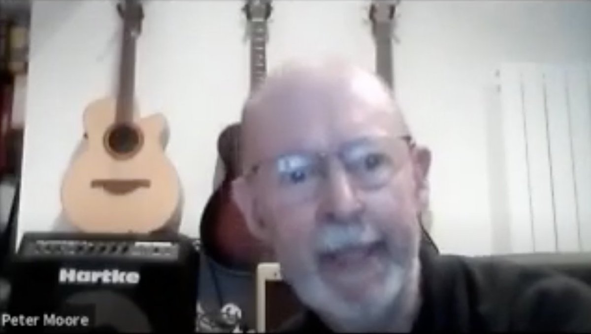 Peter Moore: Had strong opinions on the chairman/clerk, calling him a "complete disgrace" for not holding a meeting since March (despite there being no meetings). Would like to hear him play a few tunes on those guitars in the background.