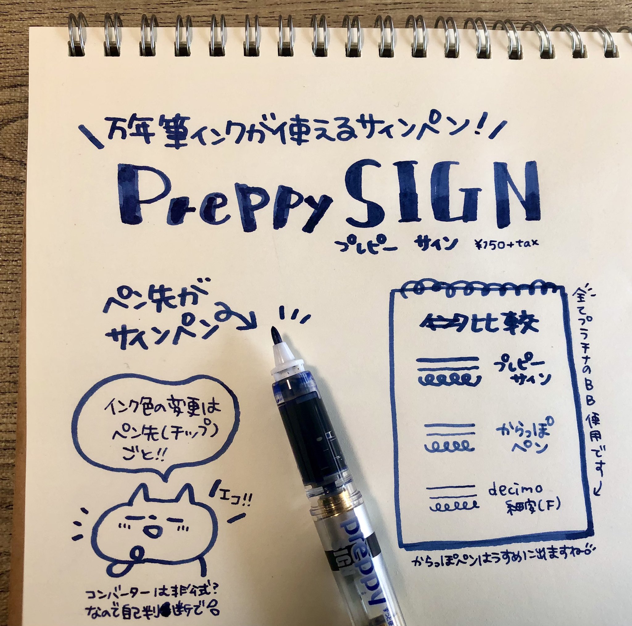 かなゆ 名ティアa11 万年筆インクが使えるサインペン プレピーサイン 購入しました 太めなのでイラストやタイトル書きにもオススメです 濃淡がキレイに出てテンションあがる T Co Ykwsyuot60 Twitter