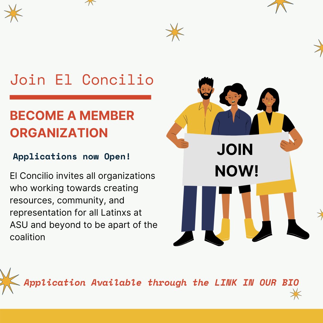 asuelco's tweet photo. El Concilio is now accepting applications for new member organizations to join our coalition! So if you know or are a part of an organization you can find the application form through the link in the bio! This is open to orgs on any campus! https://t.co/bmE3BSSKqI