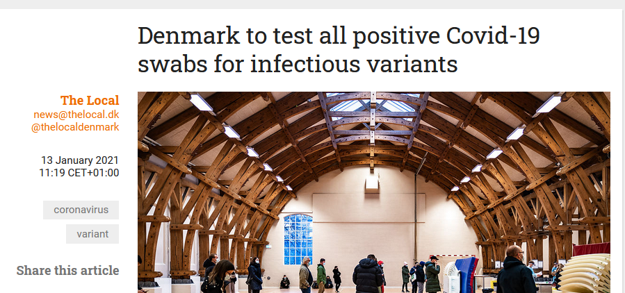 2) Before answering that question, note that in mid-January, Denmark — with a population of 5.8 million — decided to test 𝙖𝙡𝙡 positive  #COVID19 swabs for the B117 variant. Preliminary results show the variant is “driving a big third wave" there, according to 𝘚𝘤𝘪𝘦𝘯𝘤𝘦.
