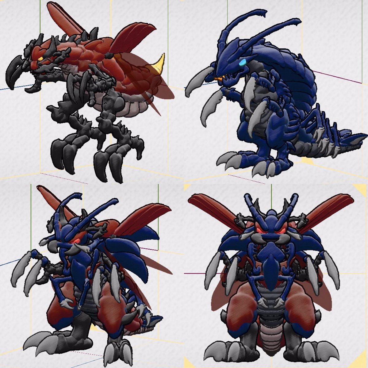 I B N K バティノマとカンタリスの合体モデルのデザインをやや変えた そして当初作ろうと思ってた三体揃った ラクガキキングダム ラクキン ラクサポ