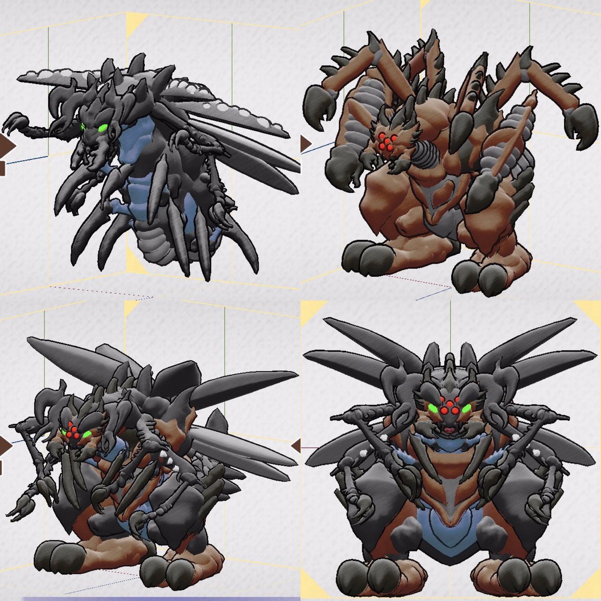 I B N K バティノマとカンタリスの合体モデルのデザインをやや変えた そして当初作ろうと思ってた三体揃った ラクガキキングダム ラクキン ラクサポ