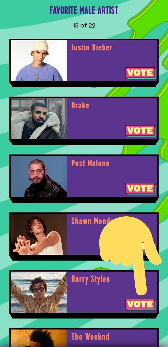 1DVotingTeamMx's tweet photo. ¡Les recordamos que Harry está nominado a los Kid's Choice Awards! 

Categoría: "Artista masculino" (votos ilimitados).

I vote for Harry Styles as Favorite Male Artist at KCA's #KCA #VoteHarryStyles

Link: https://t.co/L32KHaBxfh https://t.co/uPUsRq1XbL