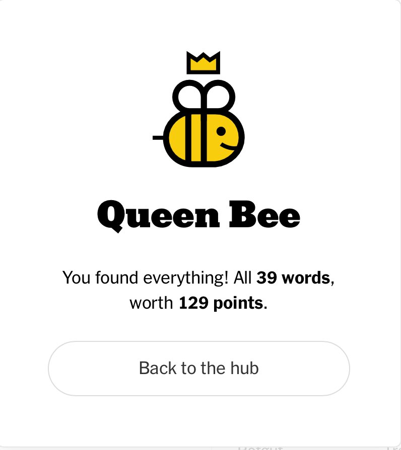 nancypfef's tweet photo. Got all but one, then it took ALL DAY - and a first-letter hint, TYVM @beesolved - to get the last one. #spellingbee #gratefulagain https://t.co/rcO82NXV5y