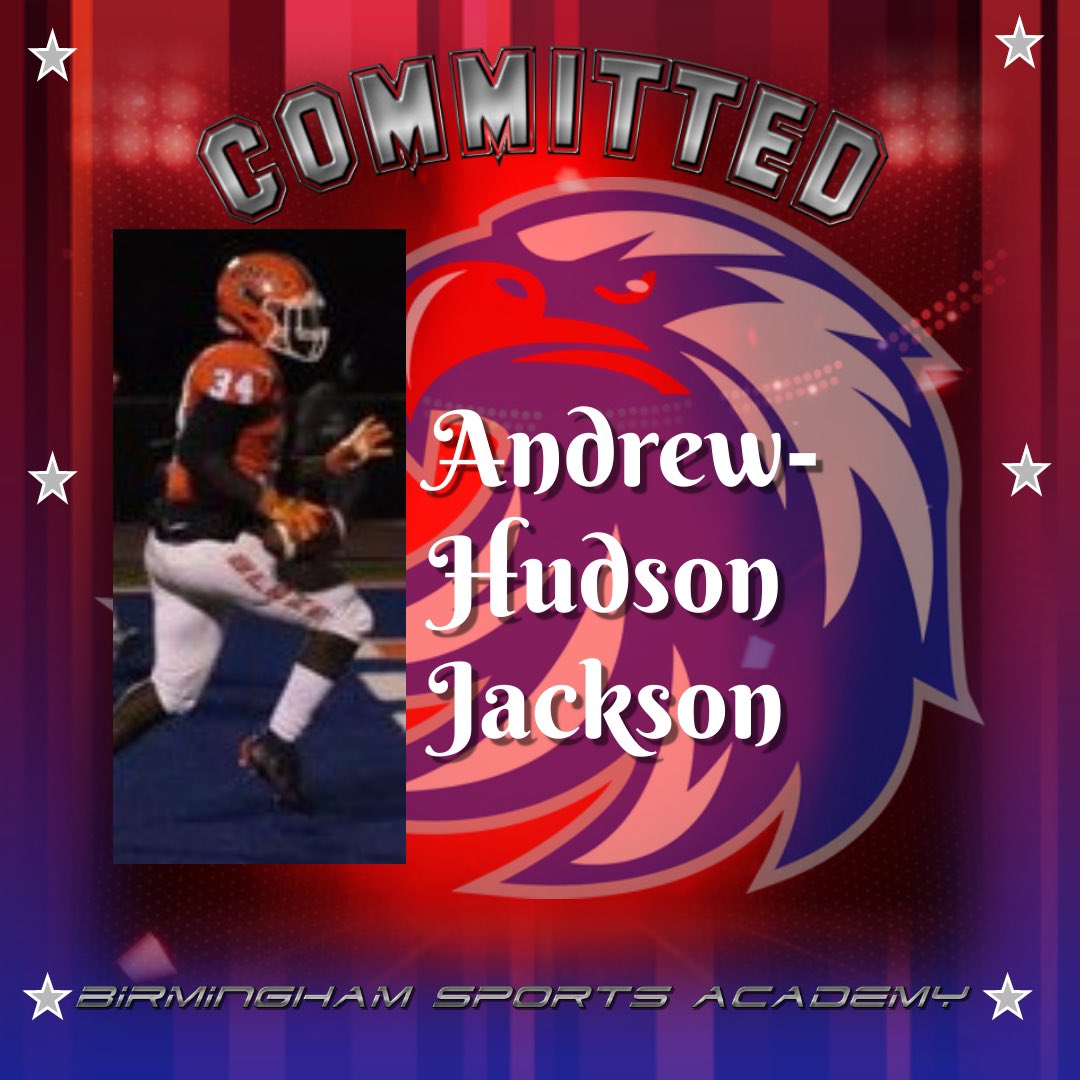 bhamsportsaca's tweet photo. Birmingham would like to welcome Andrew-Hudson Jackson to the Eagles nest. Andrew-Hudson  is coming to us from Blackman High in Murfreesboro, Tennessee. Andrew-Hudson will be playing RB for the Eagles in 2021! WELCOME TO THE EAGLES NEST! https://t.co/eAqEJ9hX77
