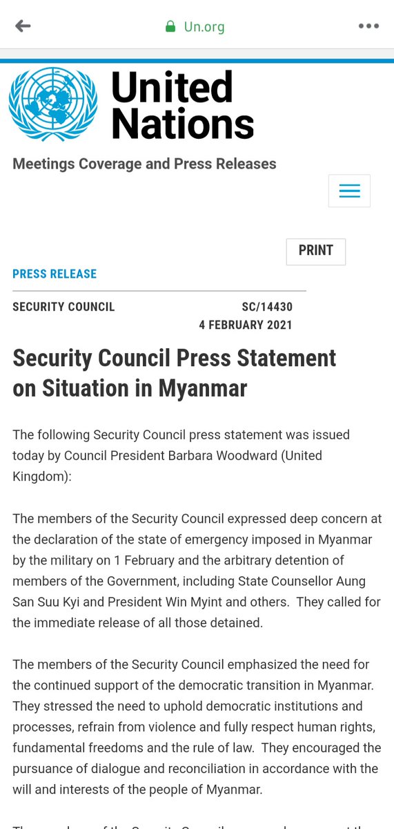 pyaeswanmgmg's tweet photo. ❗❗❗Breaking News ❗❗❗

ကုလသမဂ္ဂ လုံခြုံရေးကောင်စီက အမေစုနှင့်တကွဖမ်းစီးခံထားသူများပြန်လွှတ်ပေးရေးနှင့် democracy အသွင်ကူးပြောင်းရေးကို ထောက်ခံမည်ဆိုတော့ statement ကို 15 နိုင်ငံလုံးမှ ကန့်ကွက်သူမရှိ ထုတ်ပြန်လိုက်ပါပြီ
🙏👏

#RespectOurVotes https://t.co/x7bCe6rqGy
