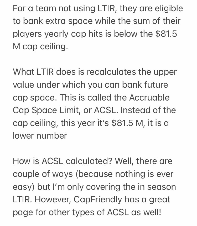 Accruing cap space continued and the ACSL 7/12