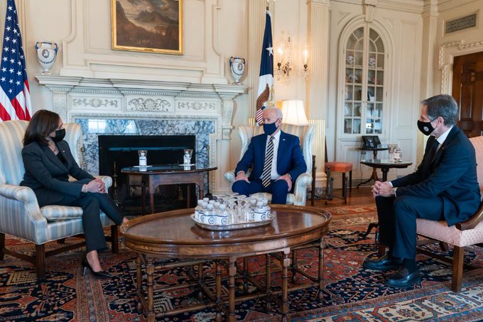 President Biden and Vice President Harris meet with Secretary of State Blinken 