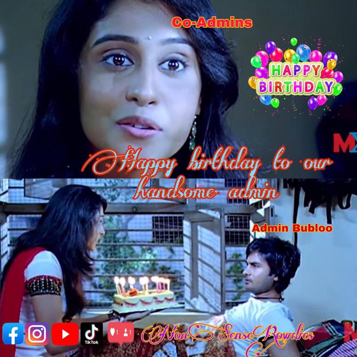 NonsenseRowdies's tweet photo. Happy birthday to our handsome admin #NonSenseRowdies #birthday #partyekkadabro #asalupartyundha?

#akkineniakhil #samantharuthprabhu #saipallavi #vaishnavichaitanya #shannu #deepthisunaina #bubloo #rashmikamandanna #biggbosstelugu4 #abhijeet #sandeep https://t.co/2bUTsypd5l