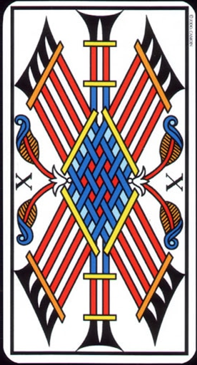 10 de baton / 10 of WandsBoth cards speak of struggle. But the first card bodes that it is heavy and challenging, while the second card promises some sort of reward at the end.