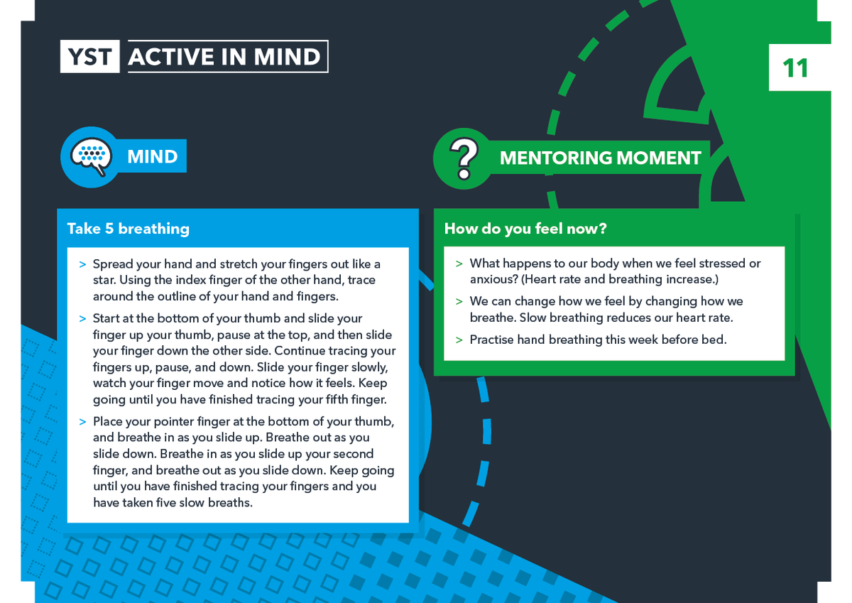 YouthSportTrust's tweet photo. Concentrating on breathing can help us relax and focus. Teach this breathing strategy to your young people this #ChildrensMentalHealthWeek, you never know when it might come in use! Find lots more #ActiveInMind resources and tips here: https://t.co/mJpwNfPRz3 https://t.co/SHqGGLeV3J