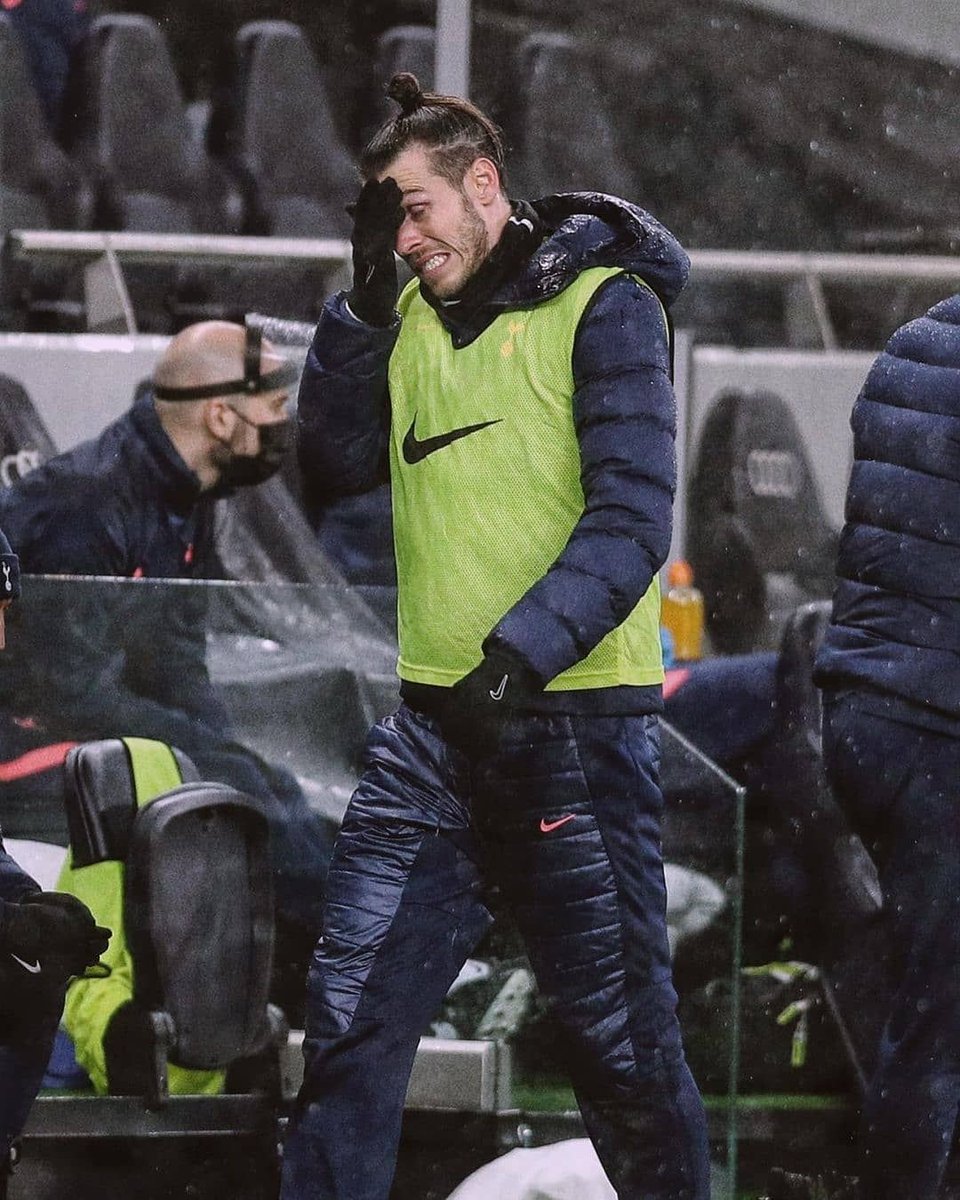DailyMadridcom's tweet photo. Gareth Bale's reaction after he warmed up but Lamela and Moura were subbed in instead.

Considering how his loan is going, there is a chance he will return to Real Madrid in summer. https://t.co/3cu5jIwOGj