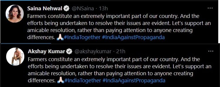 mahrezz_szn's tweet image. Imagine believing this is true 🤣😂🤣😂🤣 , these stars earn so much that they won't need millions to post a tweet, rather i believe it's the other way round. Indian starts were asked to tweet as soon as she made that tweet. Sadly saina and akshay got the same script 😭😭😭