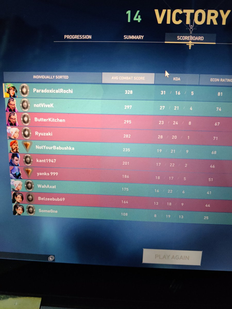 Paradox_rochi's tweet photo. How am I getting so less increment with~ 2kd and match mvp?? @PlayVALORANT @playvalorantsa @riotgames https://t.co/hygvrwuHHY