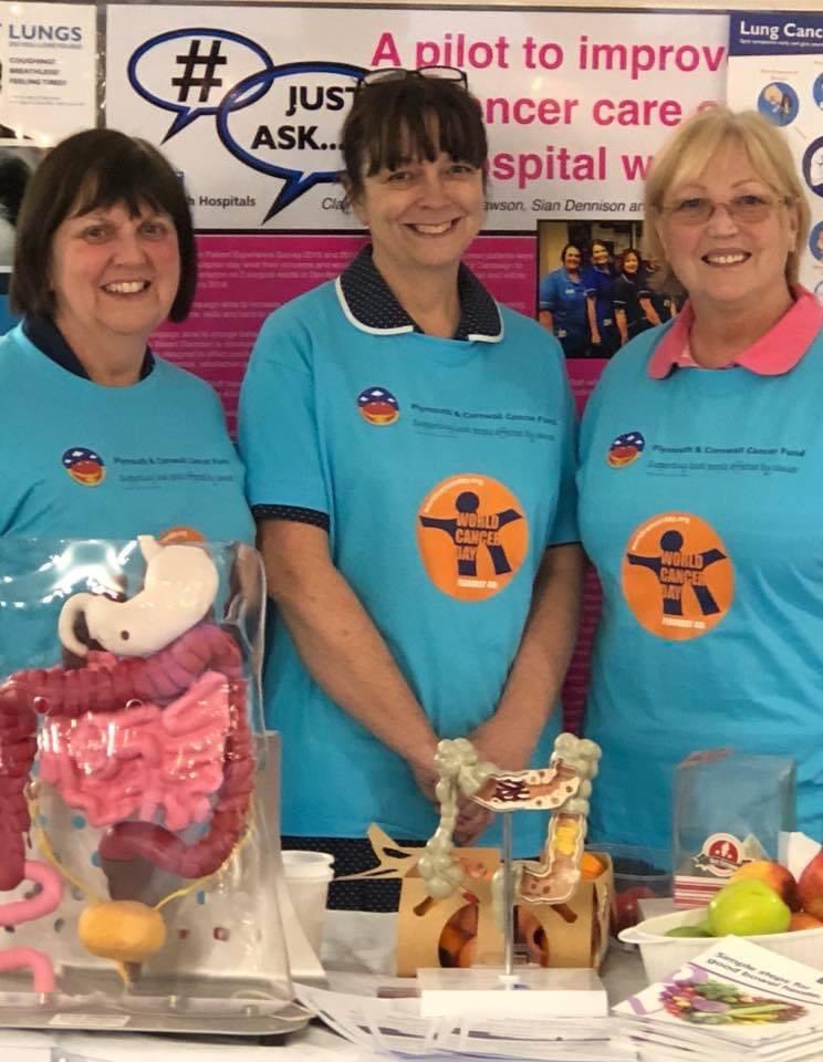 PlymBowelCancer's tweet photo. @siandennison @AnnJamesNHS @bowelcanceruk @MySunriseApp @network_pacs On World Cancer Day 2018 Plymouth @
&amp; District Bowel Cancer Support Group, along with Derriford colorectal nurses, did an awareness day at Derriford Hospital, chatting &amp; advising members of the public. https://t.co/FNQDDQXwdA